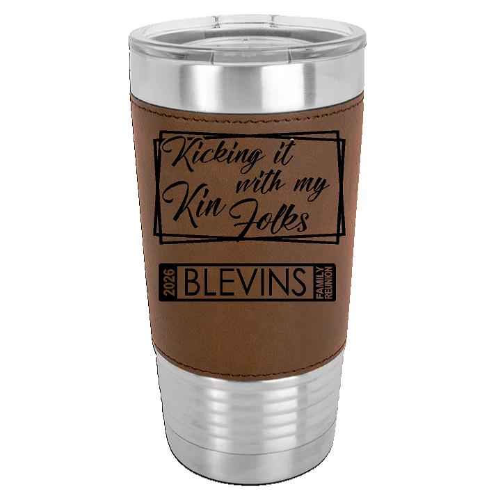 Polar Camel 20 oz. Leatherette Tumbler with Clear Lid "logo on front"