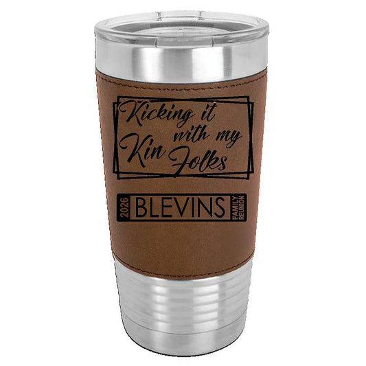 Polar Camel 20 oz. Leatherette Tumbler with Clear Lid "logo on front"